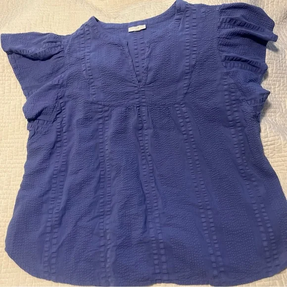 J. Jill Soft Blue Textured Blouse - Picture 2 of 4